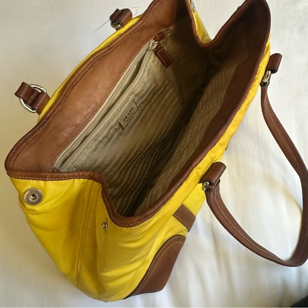 Prada Yellow and Brown Nylon Women’s Shoulder Bag - Picture 9 of 12